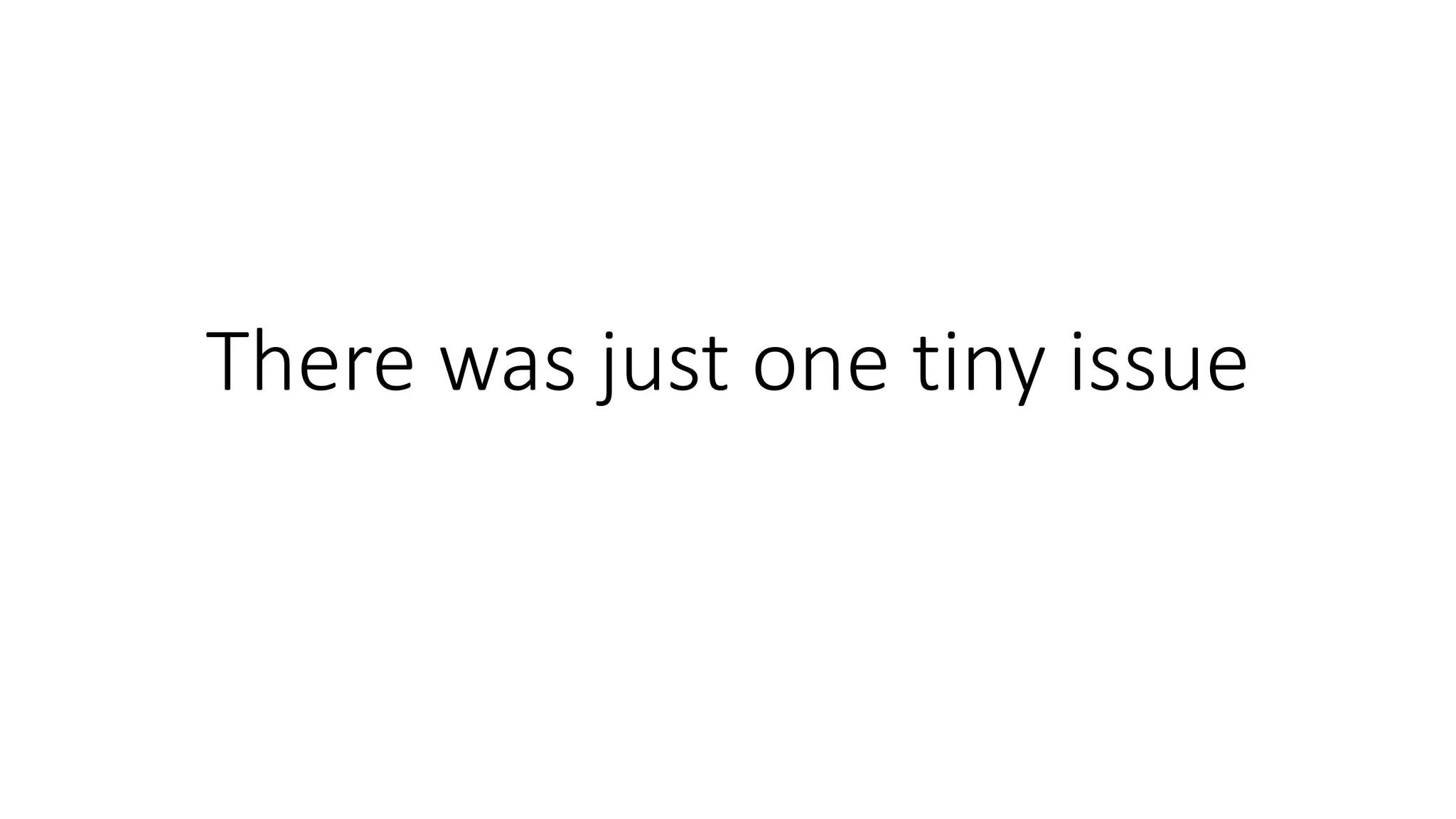 There was just one tiny issue
 