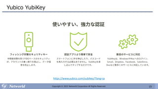 15
Copyright © 2022 Networld Corporation All Rights Reserved.
Yubico YubiKey
https://www.yubico.com/yubikey/?lang=ja
 