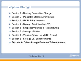 vSphere Storage <ul><ul><li>Section 1 - Naming Convention Change </li></ul></ul><ul><ul><li>Section 2 - Pluggable Storage ...