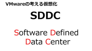 SDDC
VMwareの考える仮想化
Software Defined
Data Center
 