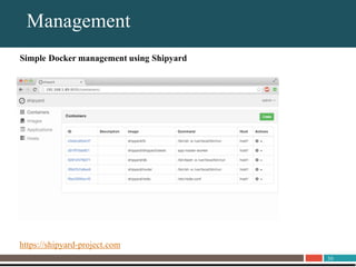 30
About UnitrendsManagement
Simple Docker management using Shipyard
https://shipyard-project.com
 
