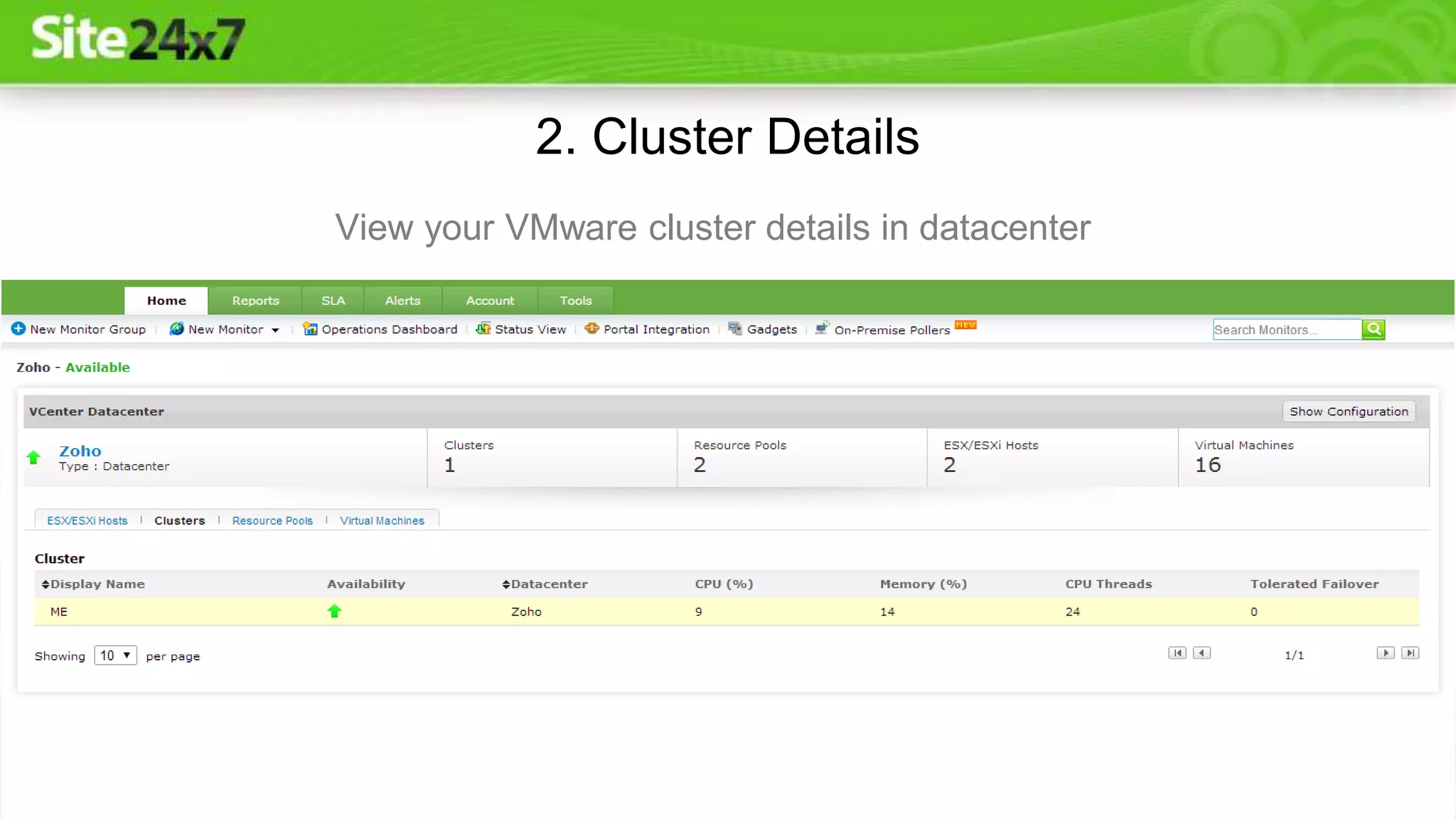 2. Cluster Details
View your VMware cluster details in datacenter
 