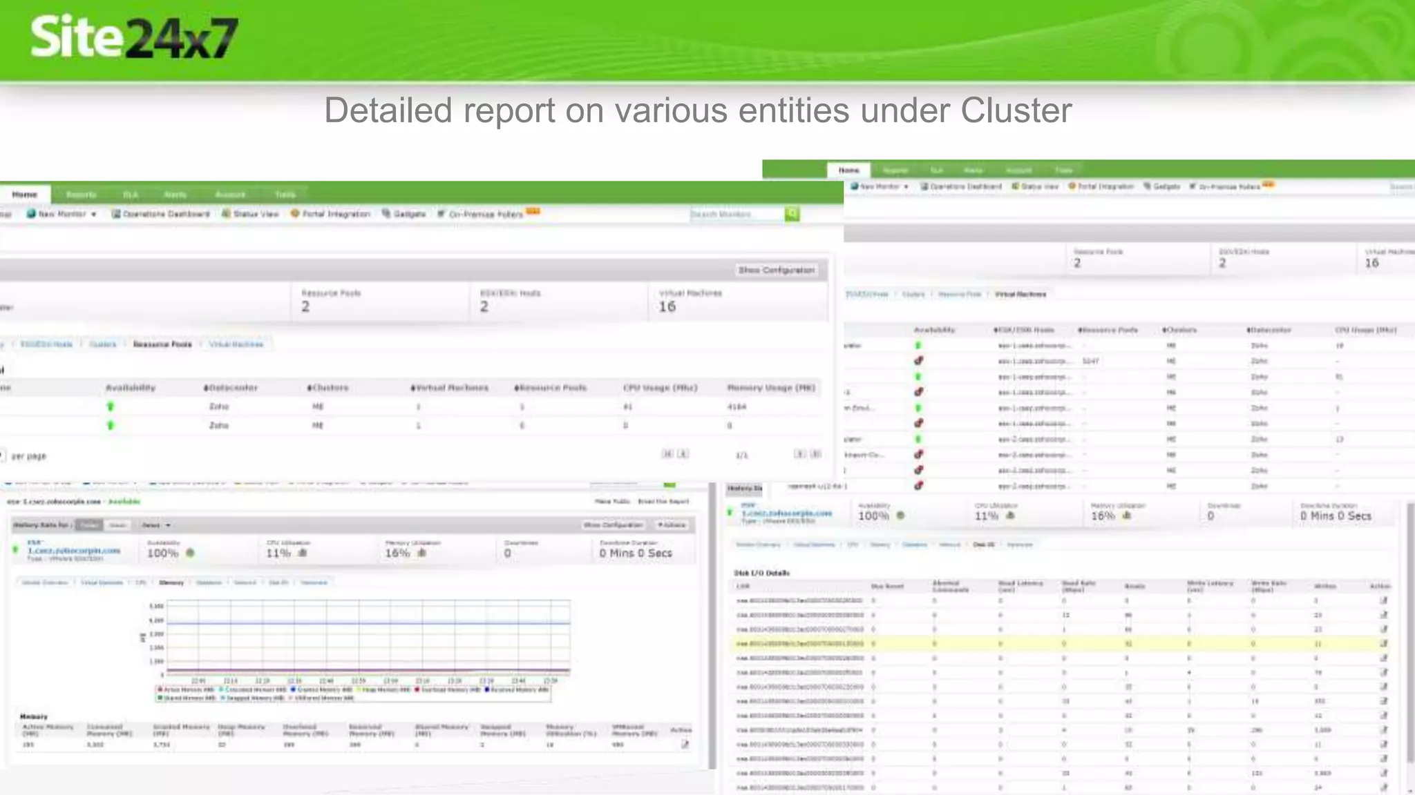 Detailed report on various entities under Cluster
 