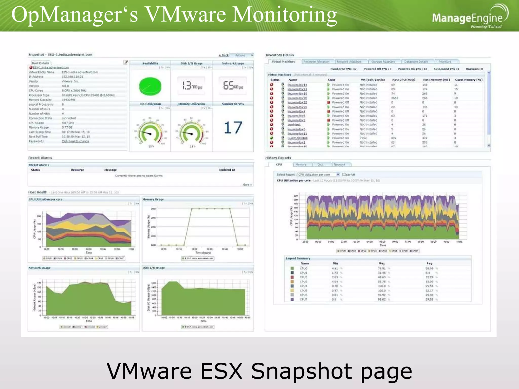OpManager‘s VMware Monitoring VMware ESX Snapshot page 