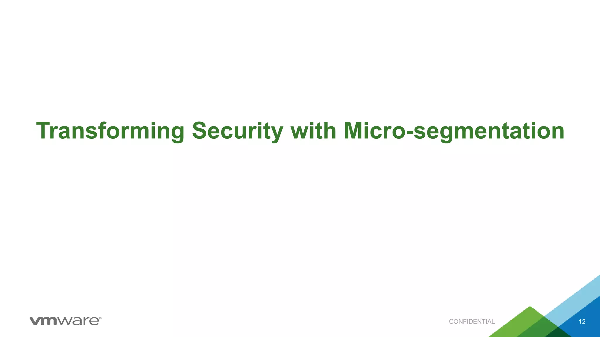 CONFIDENTIAL 12
Transforming Security with Micro-segmentation
 