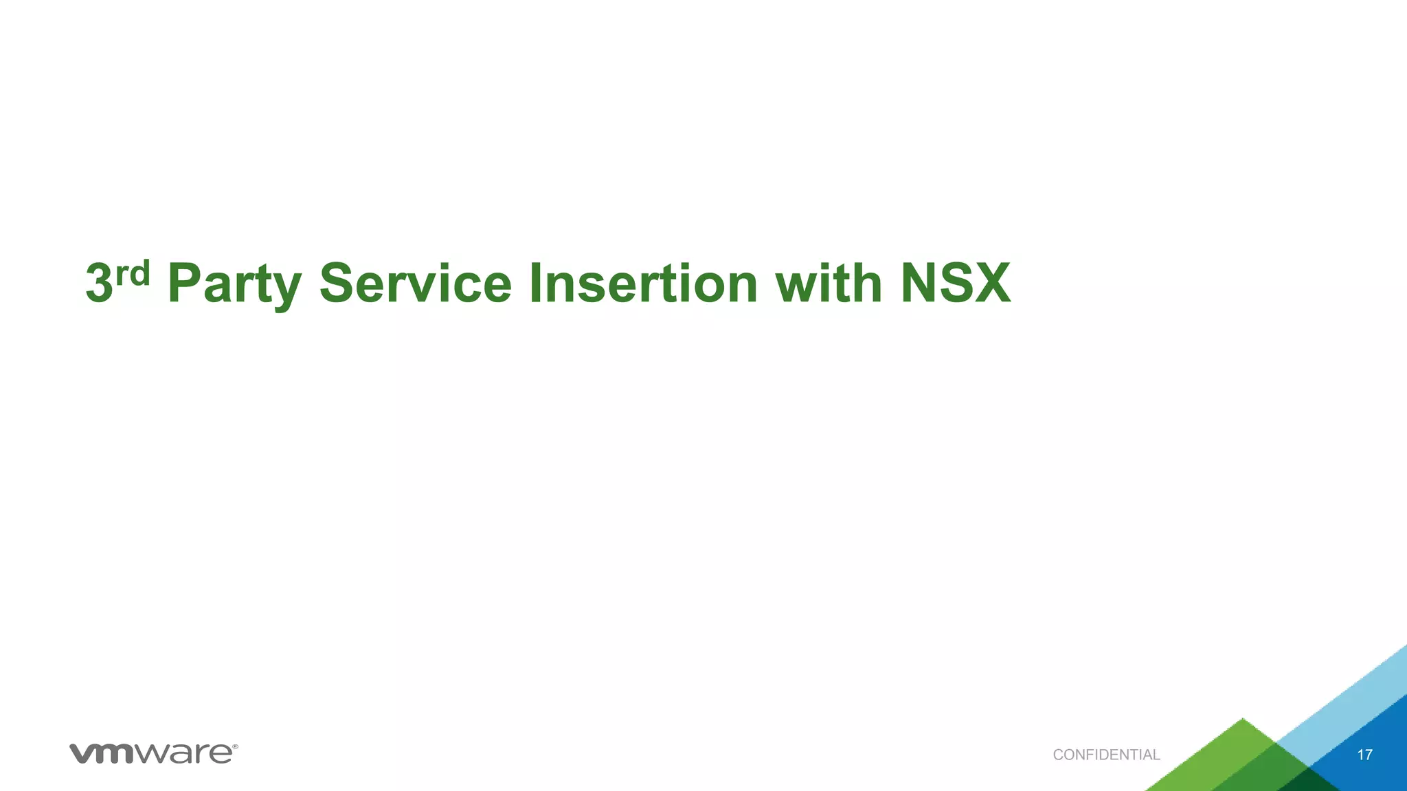 CONFIDENTIAL 17
3rd Party Service Insertion with NSX
 