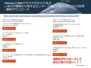 © IBM Corporation 31
http://www.ibm.com/cloud-computing/jp/ja/events/monibmcloud_tokyo.html
資料をダウンロードして
ぜひご覧ください！！！
 