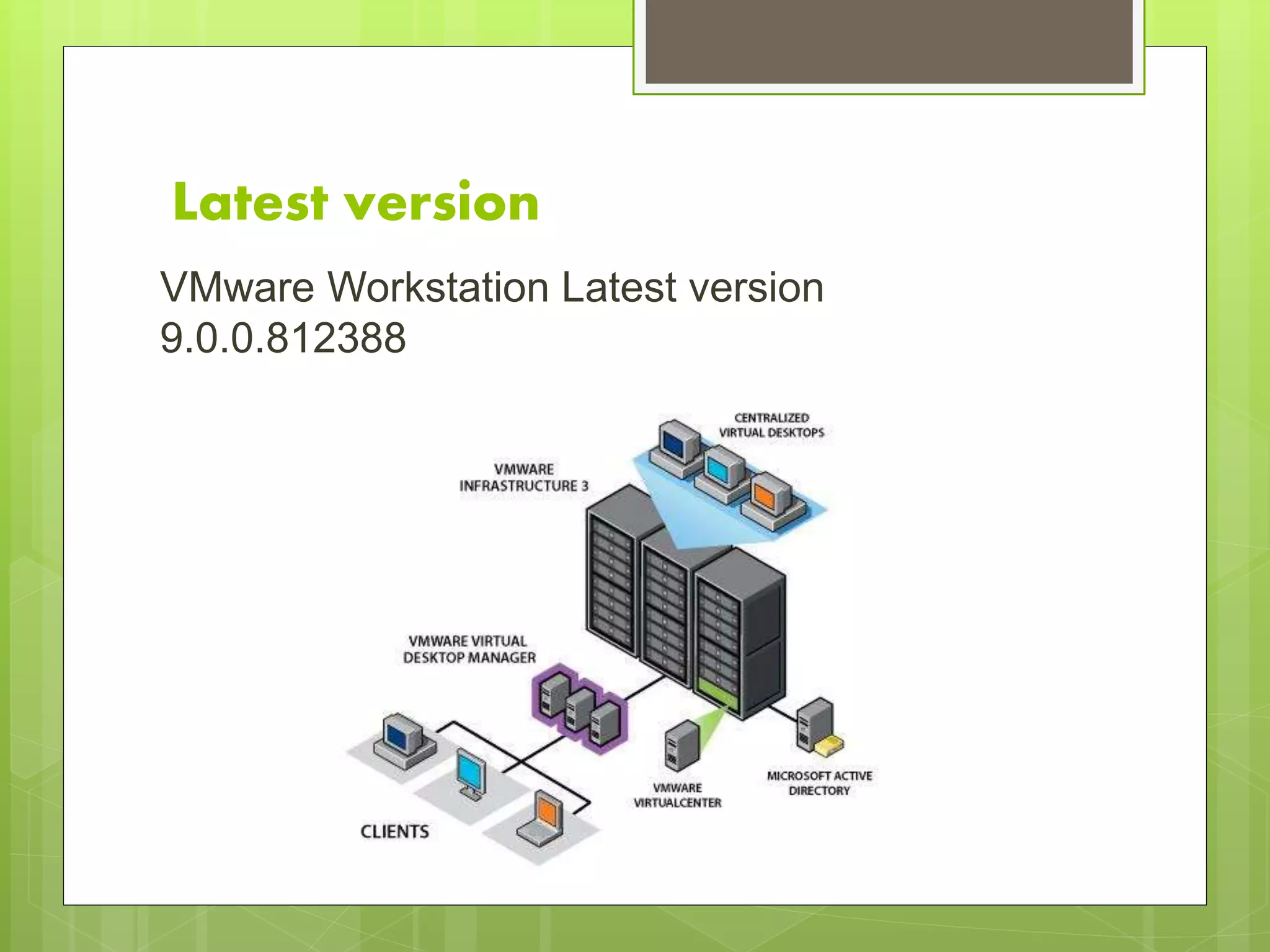 Latest version
VMware Workstation Latest version
9.0.0.812388
 