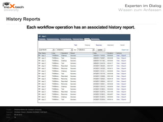 History Reports




Projekt:   Webinar-Reihe der inoXtech University
Referent: Christian Desch | Solution Architekt | inoX-tech
Datum:     08.05.2012
Seite:     34
 