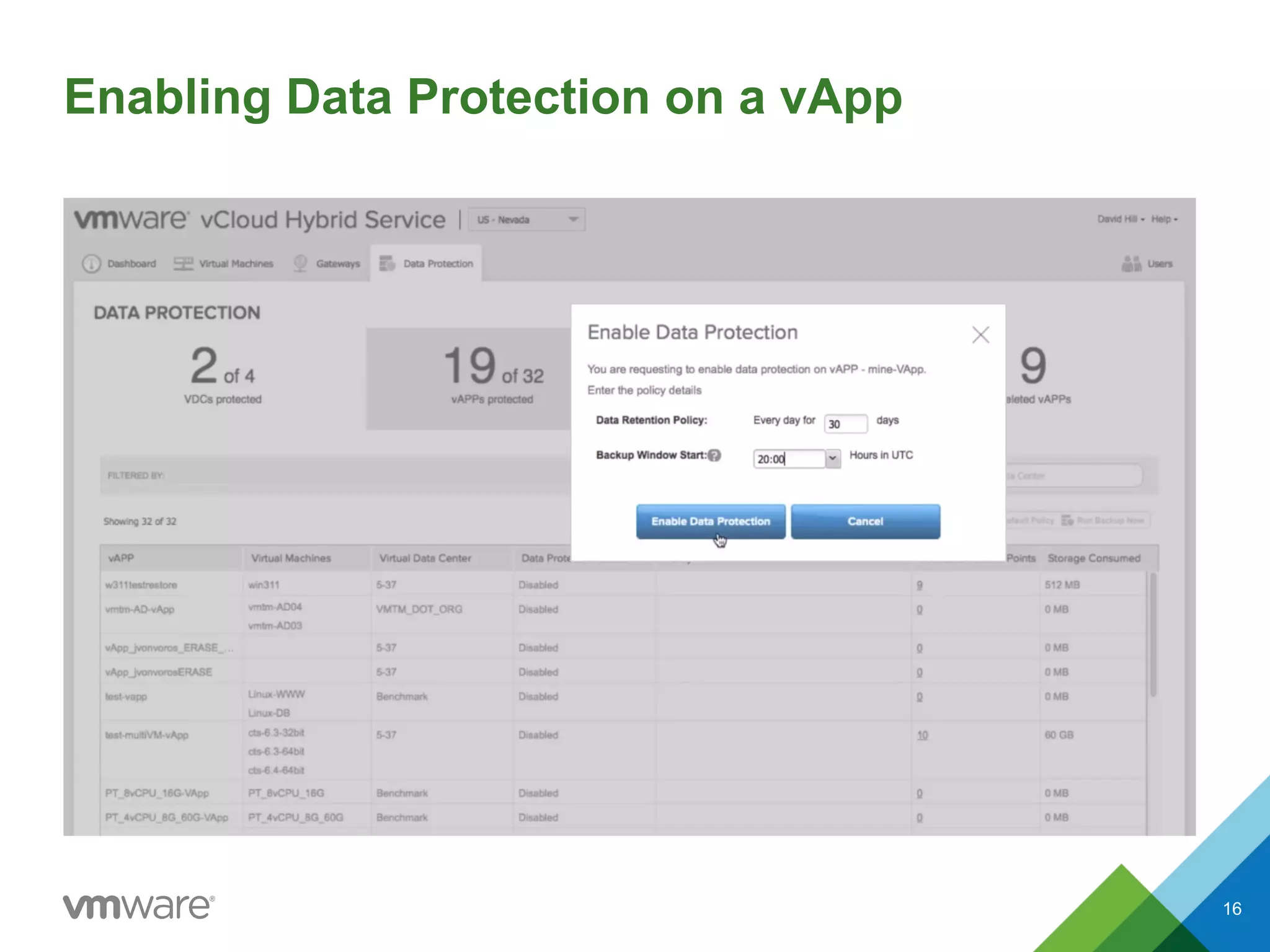 Enabling Data Protection on a vApp
16
 