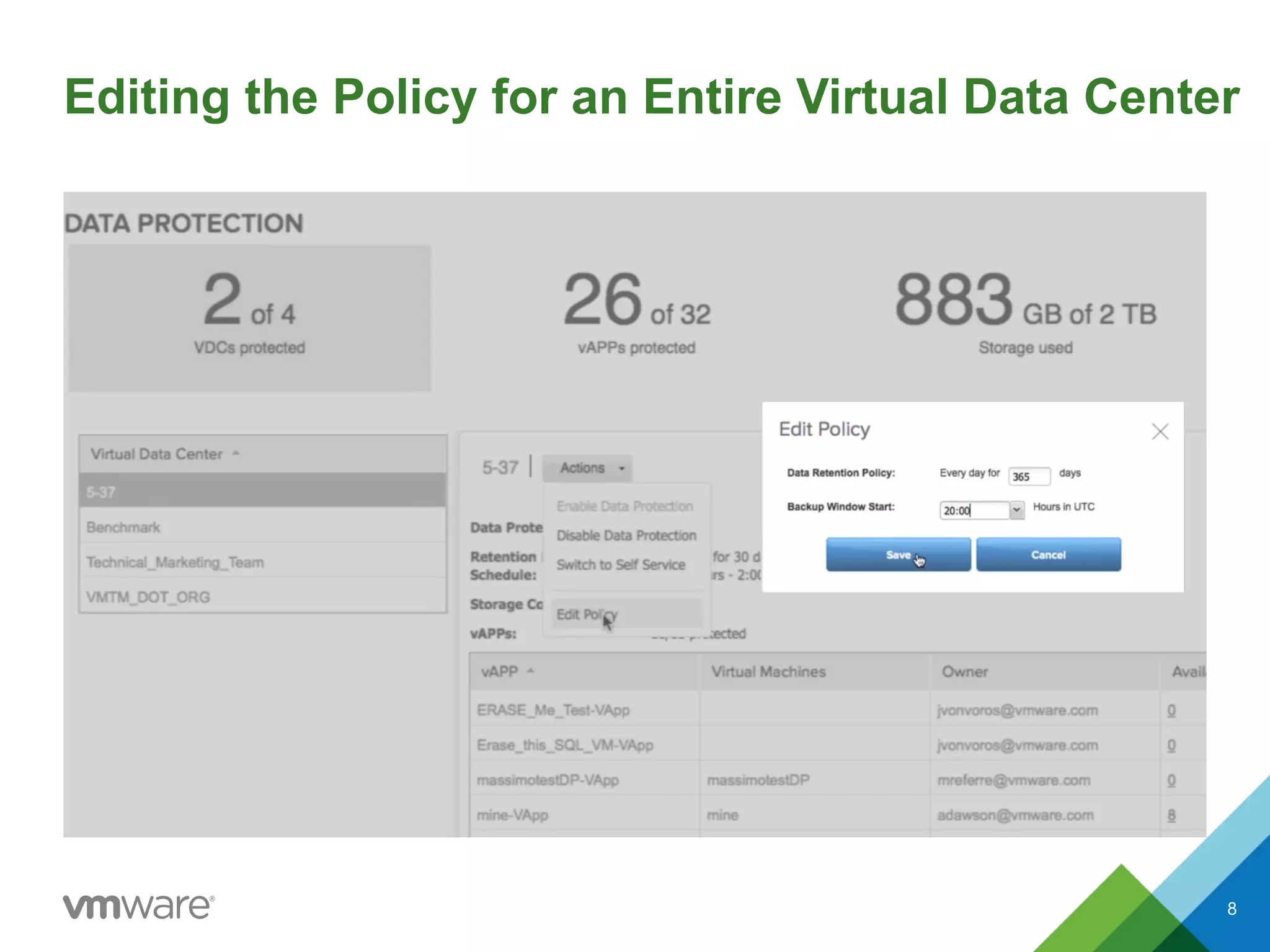 Editing the Policy for an Entire Virtual Data Center
8
 