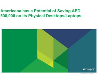 © 2009 VMware Inc. All rights reserved
Americana has a Potential of Saving AED
500,000 on its Physical Desktops/Laptops
 