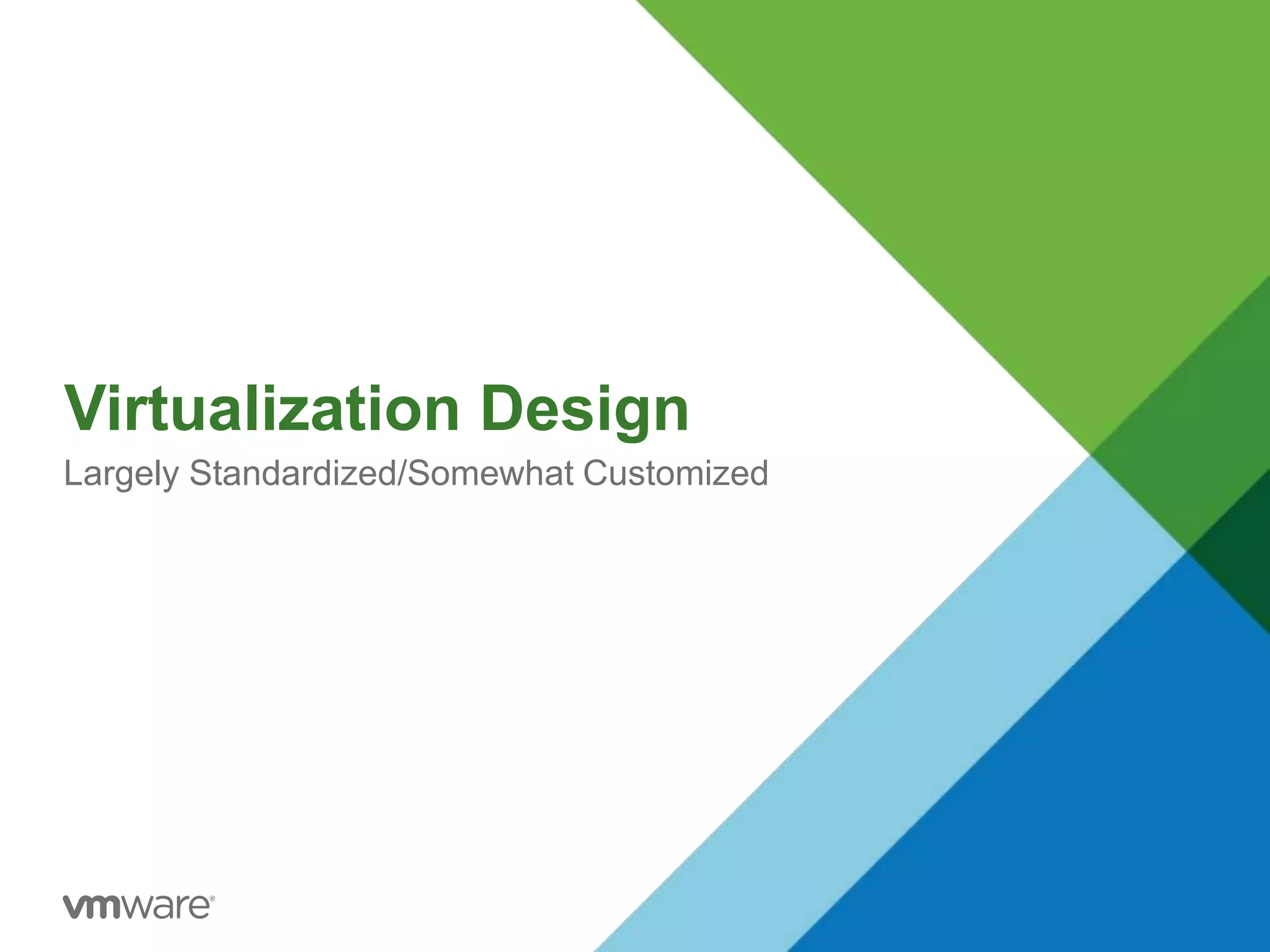 Virtualization Design
Largely Standardized/Somewhat Customized
 