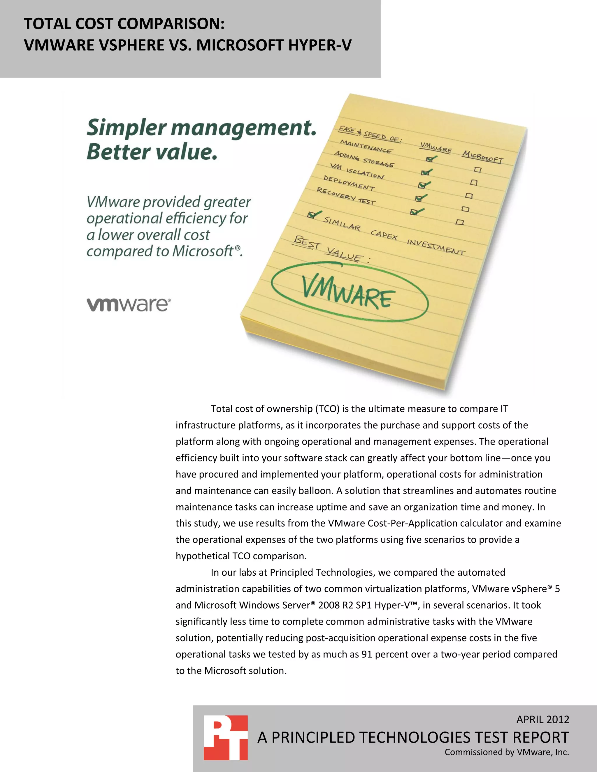 Total cost comparison VMware vSphere vs. Microsoft HyperV PDF