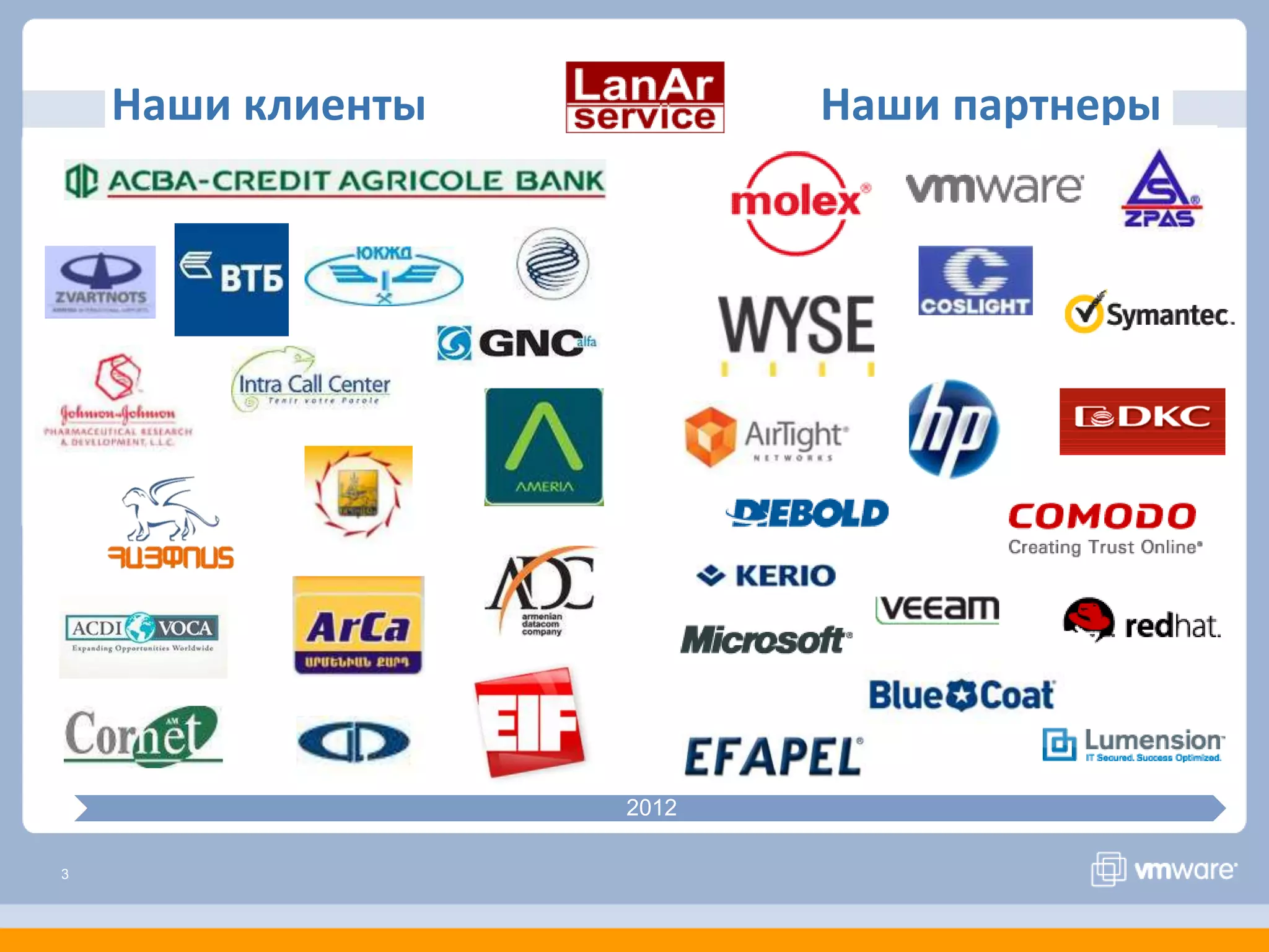 Наши клиенты          Наши партнеры




                   2012

3
 