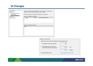 UI Changes




        S-77
Copyright © 2009 VMware, Inc. All rights reserved. This product is protected by U.S. and international copyright and intellectual property laws. VMware products are covered by one or more patents listed at http://www.vmware.com/go/patents.
 