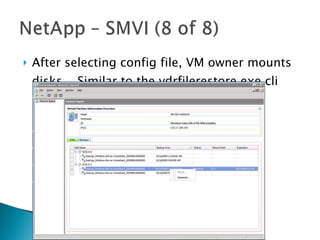 After selecting config file, VM owner mounts disks... Similar to the vdrfilerestore.exe cli 