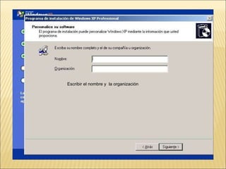 Escribir el nombre y  la organización  