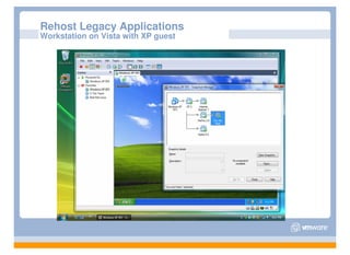 Rehost Legacy Applications
Workstation on Vista with XP guest
 