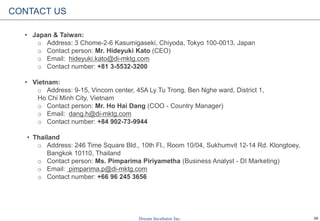28
CONTACT US
• Japan & Taiwan:
o Address: 3 Chome-2-6 Kasumigaseki, Chiyoda, Tokyo 100-0013, Japan
o Contact person: Mr. ...