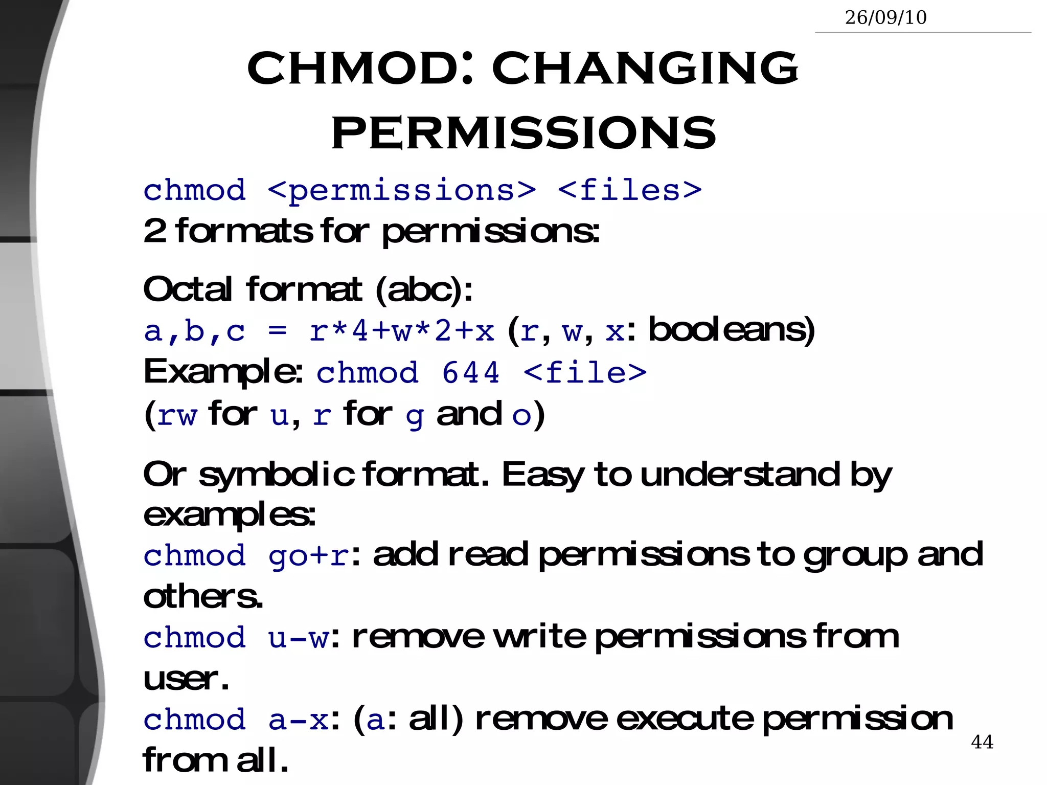 The Unix and GNU/Linux command line Unix Filesystem 