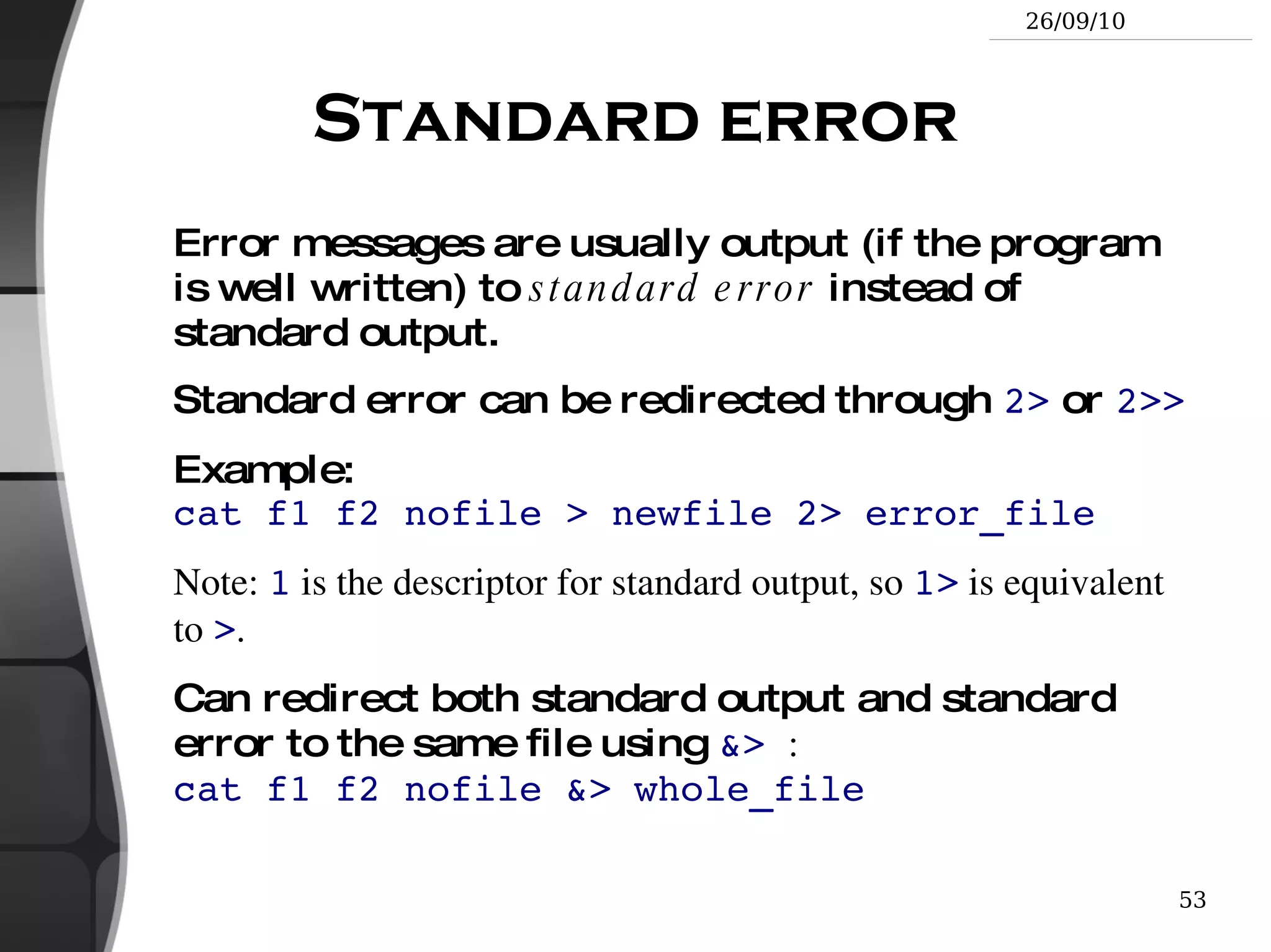 File name examples: README .bashrc Windows Buglist index.htm index.html index.html.old 