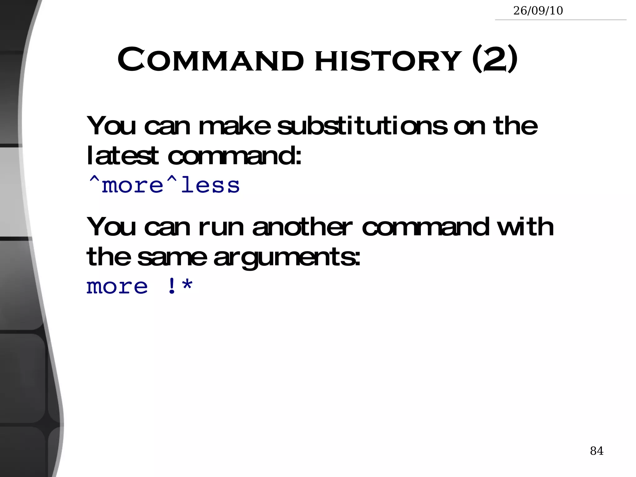 Typical usage: cd .. 