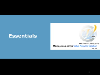 Essentials |  Masterclass  series  Value Network Creation 2008 - 2009 