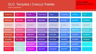 #00BBD3
#B1EAF1
#4CCFE
0
#00BBD3
#0096A6
#17FFFF
#00E4FF
#02A8F3
#B2E4FB
#4EC2F6
#4184F3
#3266D5
#4389FF
#2878FF
#4184F3
#C5D9F
B
#7AA9F6
#4184F3
#3266D5
#4389FF
#2878FF
#3E5OB4
#C4C9E8
#7885CA
#3E50B4
#2F3E9E
#526CFD
#3C59FD
#6639B6
#D0C3E8
#9474CC
#6639B6
#502CA7
#7B4CFF
#641EFF
#9B26AF
#E0BDE
6
#B967C7
#9B26AF
#7A1EA1
#DF3FFA
#D400F8
#E81D62
#F7BAC
F
#EF6191
#E81D62
#C1175A
#B1DEDA
#B1DEDA
#DA4336
#F3C6C2
#E57B72
#DA4336
#C43828
#FF5151
#FF1643
TealLight BlueGoogle BlueIndigoDeep PurplePurplePinkGoogle Red
GLD Template | Colo(u)r Palette
based on go/Quantum
Colour palette
DO NOT DELETE!!!!
 