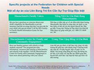Family TIES of Massachusetts: A project of the Federation for Children with Special Needs, with funding from and in collab...