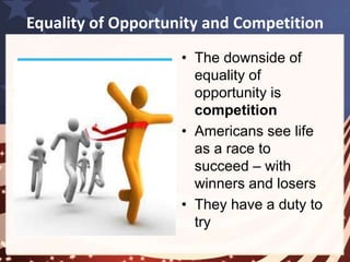 Equality of Opportunity and Competition 
Pressure of 
competition 
is part of all 
Americans’ 
lives 
 