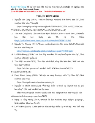 Văn hoá ẩm thực vùng tây nam bộ trong hoạt động du lịch | DOCX