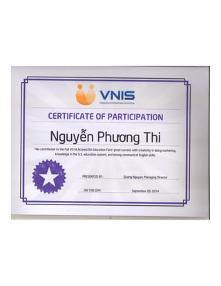 Certificate of VNIS 2014