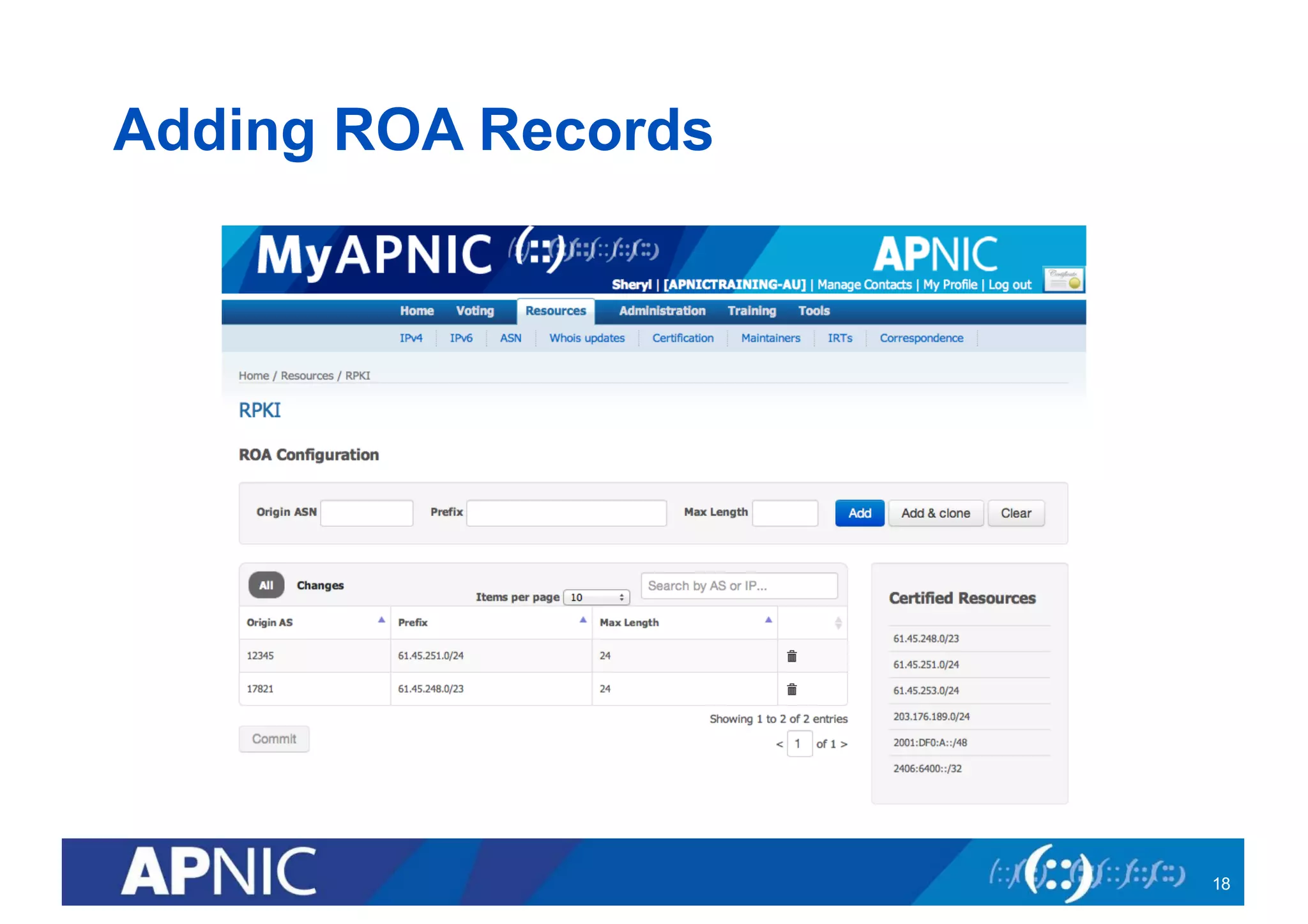 Adding ROA Records
18
 