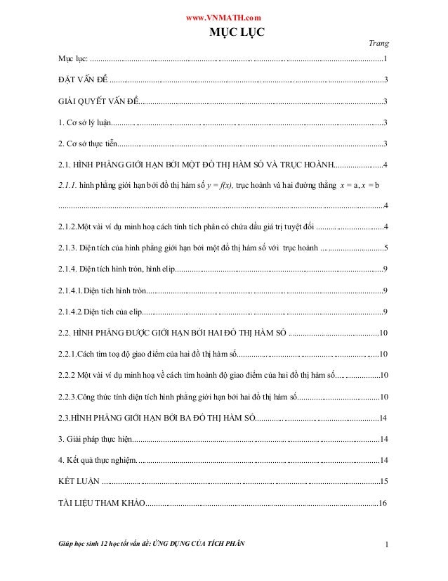 ứng Dụng Của Tich Phan