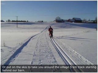 Or put on the skis to take you around the village 5 km track starting
behind our barn.

 