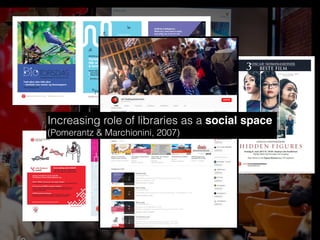 Konsepter:
Increasing role of libraries as a social space
(Pomerantz & Marchionini, 2007)
 
