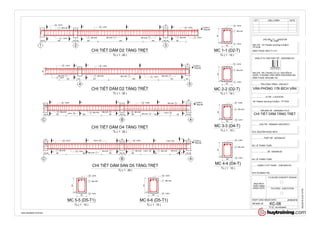 +0.000 m
Tầng trệt
1 2 3
200
1
1
1
1
2
2
1501501400150100 2300 1000 150 150
10 3 Ø18
5 3 Ø14
7 Ø6 a150
7 Ø6 a100 7Ø6 a150
10 3 Ø18
7Ø6 a100
10 3 Ø18
7 Ø6 a100 5 3 Ø14
2
2
2
2
1
1
1000 900
+0.000 m
Tầng trệt
4 5
900 150 1475 1325 250
200
300
2
2
1
1
2
2
2
210 3 Ø18
7Ø6 a100
5 3 Ø14
10 3 Ø18
7 Ø6 a100 7Ø6 a150 5 3 Ø14 7Ø6 a100
2550
+0.000 m
Tầng trệt
ABC
100 150 900 1800 900 150 150 800 1500 800 150 100
200
175
3
3
4
4
3
3
3
3
3
3
4
4
14 3 Ø20
6 Ø6 a100
152 Ø14 6 Ø6 a150 6Ø6 a100
14 3 Ø20
6Ø6 a150
6 Ø6 a100 152 Ø14
6Ø6 a100
+0.000 m
Tầng trệt
ABC
100 150 900 1800 900 150 150 800 1500 800 150 100
175
200 200 200
7 Ø6 a100
15 2 Ø14
7Ø6 a150
16 3 Ø18
5
5
5
5
5
5
5
5
6
6
6
6
7Ø6 a100
163 Ø18 16 3 Ø18
7 Ø6 a100 152 Ø14 7 Ø6 a150
163 Ø18
7Ø6 a100
A
A
200
300
7 Ø6 a150
10 3 Ø18
5 3 Ø14
25
10 3 Ø18
7 Ø6 a100
5 3 Ø14
200
300
25
200
300
25
14 3 Ø20
6 Ø6 a100
15 2 Ø14
200
300
25
14 3 Ø20
6 Ø6 a150
15 2 Ø14
200
300
25
16 3 Ø18
7 Ø6 a100
15 2 Ø14
200
300
25
16 3 Ø18
7 Ø6 a150
15 2 Ø14
www.autodesk.com/revit
TỈ LỆ :
CHỦ ĐẦU TƯ - INVESTOR
ĐIỆN THOẠI: 0933.711.211
ĐƠN VỊ TƯ VẤN THIẾT KẾ - DESIGNED BY
ĐỊA CHỈ: 105, CHUNG CƯ A1, NGUYỄN ÁI
QUỐC, P.QUANG VINH, BIÊN HÒA-ĐỒNG NAI
ĐIỆN THOẠI: 0916.989.135
TÊN CÔNG TRÌNH - PROJECT:
VỊ TRÍ - LOCATION:
TÊN BẢN VẼ - DRAWING TITLE
CHỦ TRÌ - PRIMARY ARCHITECT:
THIẾT KẾ - DESIGN BY:
VẼ - DRAWN BY
QUẢN LÝ KỸ THUẬT - CHECKED BY:
KTS. NGUYỄN NGỌC BÍCH
KS. LÊ THANH TUẤN
KS. LÊ THANH TUẤN
KTS.VŨ MẠNH HẢI
NGÀY GIAO-ISSUE DATE :
MỤC ĐÍCH
PHÁT HÀNH
ISSUE DATE
T.K.SƠ BỘ-CONCEPT DESIGN
THI CÔNG - EXECUTION
MÃ BẢN VẼ :
As indicated
8/22/20162:03:10PM
KC-08
Mr. Elijah
ĐỊA CHỈ : 161 Pasteur phường 6 Quận3 -
TP.HCM
VĂN PHÒNG 17B BÍCH VÂN
161 Pasteur phường 6 Quận3 - TP.HCM
CHI TIẾT DẦM TẦNG TRỆT
20/08/2016
TL:( 1 : 25 )
CHI TIẾT DẦM D2 TẦNG TRỆT
TL:( 1 : 25 )
CHI TIẾT DẦM D2 TẦNG TRÊT
TL:( 1 : 25 )
CHI TIẾT DẦM D4 TẦNG TRỆT
TL:( 1 : 25 )
CHI TIẾT DẦM SÀN D5 TẦNG TRỆT
TL:( 1 : 10 )
MC 1-1 (D2-T)
TL:( 1 : 10 )
MC 2-2 (D2-T)
TL:( 1 : 10 )
MC 3-3 (D4-T)
TL:( 1 : 10 )
MC 4-4 (D4-T)
TL:( 1 : 10 )
MC 5-5 (D5-T1)
TL:( 1 : 10 )
MC 6-6 (D5-T1)
STT HIỆU CHỈNH DATE
 