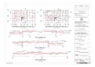 1 2 3 4 5
A
B
C
2' 4'3'
1800 1000 3600 2000 2000 3600 2000
16000
35004000
CẦU
THANG
BỘ
B
B
11
Ø8 a150
Ø8a150
Ø8 a150
Ø8a150
Ø8 a150
Ø8 a150
Ø8a150
Ø8a150
Ø8a150
Ø8 a150
Ø8 a150Ø8 a150
Ø8 a150
Ø8 a150
Ø8a150
Ø8a150
Ø8a150
Ø8a150
Ø10 a150
Ø8 a150
Ø8 a150
Ø10 a150
AA
1 2 3 4 5
A
B
C
2' 4'3'
1800 1000 3600 2000 2000 3600 2000
16000
35004000
CẦU
THANG
BỘ
B
B
11
Ø10a150
Ø10 a150
575
1375Ø10a150
1375
2450
1575
1575
1575
1375
3035
1125
625
1125
1275
1375
1275
725 725
2450
24501375
1225
1225
2875 1850 725
5460
535
3755
2450
1225
1660
1960
1960
1225
1225
875
1275
2885
Ø10 a150
Ø10a150
Ø10a150Ø10a150
Ø10a150
Ø10 a150
Ø10a150
Ø10 a150
Ø10 a150
Ø10a150
Ø10a150
Ø10 a150
Ø10a150
Ø10 a150
Ø10 a150
Ø10a150
Ø10a150
Ø10 a150
AA
+6.300 m
Lầu 2
1 2 32'
950200140016001400200400700400200
44 Ø10 a150
21 Ø10 a150
3 Ø8 a150 1 Ø8 a150
44Ø10 a150
19Ø10 a150
9 Ø8 a150 5 Ø8 a150
19 Ø10 a150 18 Ø10 a150 18Ø10 a150 19 Ø10 a150
39 Ø10 a150 40 Ø10 a150
5 Ø8 a15011 Ø8 a150175
175
Uốn thép 45
100
+6.300 m
Lầu 2
ABC
200 450 900 450 100 1800 200 3200 200
42 Ø10 a150
41 Ø10 a150
12 Ø8 a1505 Ø8 a150
43Ø10 a150
42Ø10 a150 29 Ø10 a15031 Ø10 a150
12 Ø8 a150
14 Ø8 a150
26 Ø10 a15029 Ø10 a150
15 Ø8 a150 12 Ø8 a150
175
Uốn thép 45
85
85
175
+6.300 m
Lầu 2
4 54'
200550600550200110012001100200950
12 Ø8 a150
5 Ø8 a150
40 Ø10 a15039Ø10 a140
20 Ø10 a150 21 Ø10 a140
16 Ø10 a1503 Ø8 a150
20Ø10 a150 21 Ø10 a150
21 Ø10 a150
28 Ø10 a150
17 Ø8 a1503 Ø8 a150
21 Ø10 a150
28Ø10 a150
175
175
100
175
175
www.autodesk.com/revit
TỈ LỆ :
CHỦ ĐẦU TƯ - INVESTOR
ĐIỆN THOẠI: 0933.711.211
ĐƠN VỊ TƯ VẤN THIẾT KẾ - DESIGNED BY
ĐỊA CHỈ: 105, CHUNG CƯ A1, NGUYỄN ÁI
QUỐC, P.QUANG VINH, BIÊN HÒA-ĐỒNG NAI
ĐIỆN THOẠI: 0916.989.135
TÊN CÔNG TRÌNH - PROJECT:
VỊ TRÍ - LOCATION:
TÊN BẢN VẼ - DRAWING TITLE
CHỦ TRÌ - PRIMARY ARCHITECT:
THIẾT KẾ - DESIGN BY:
VẼ - DRAWN BY
QUẢN LÝ KỸ THUẬT - CHECKED BY:
KTS. NGUYỄN NGỌC BÍCH
KS. LÊ THANH TUẤN
KS. LÊ THANH TUẤN
KTS.VŨ MẠNH HẢI
NGÀY GIAO-ISSUE DATE :
MỤC ĐÍCH
PHÁT HÀNH
ISSUE DATE
T.K.SƠ BỘ-CONCEPT DESIGN
THI CÔNG - EXECUTION
MÃ BẢN VẼ :
As indicated
8/22/20162:03:32PM
KC-16
Mr. Elijah
ĐỊA CHỈ : 161 Pasteur phường 6 Quận3 -
TP.HCM
VĂN PHÒNG 17B BÍCH VÂN
161 Pasteur phường 6 Quận3 - TP.HCM
MẶT BẰNG THÉP SÀN LẦU
2
20/08/2016
TL:( 1 : 100 )
MẶT BẰNG THÉP SÀN LỚP DƯỚI LẦU 2
TL:( 1 : 100 )
MẶT BẰNG THÉP SÀN LỚP TRÊN LẦU 2
TL:( 1 : 20 )
MC A-A SÀN LẦU 2
TL:( 1 : 20 )
MC B-B SÀN LẦU 2
TL:( 1 : 20 )
MC A-A SÀN LẦU 2.
STT HIỆU CHỈNH DATE
 
