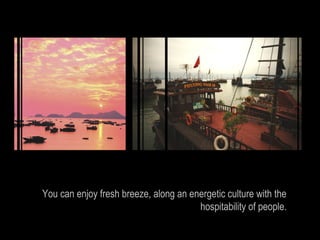 You can enjoy fresh breeze, along an energetic culture with the
                                       hospitability of people.
 