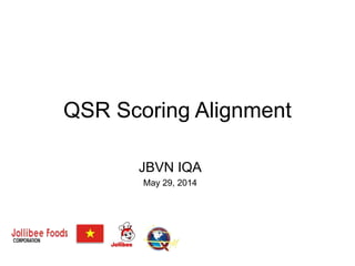 JBVN IQA
May 29, 2014
QSR Scoring Alignment
 