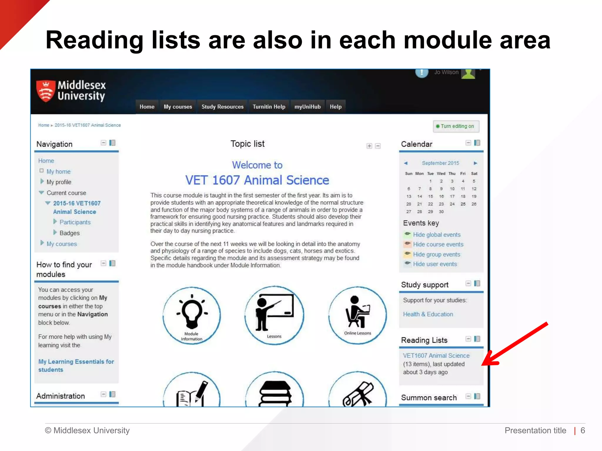 © Middlesex University
Reading lists are also in each module area
Presentation title | 6
 