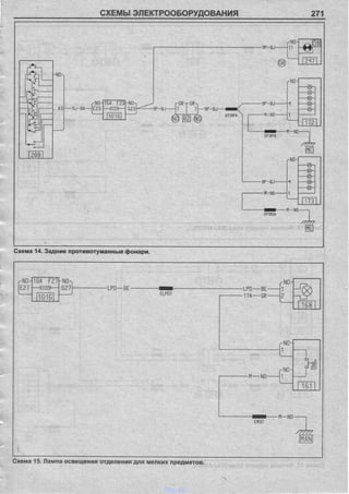 СХЕМЫ ЭЛЕКТРООБОРУДОВАНИЯ 271
ME
Схема 14. Задние противотуманные фонари.
r N0-
Е27
10А F27 - Щ
S27 -----------------------1РП---- RF--------------------Ш ------------------------------------------------------ 1Dn DC-------- о
1
1 0 1 6
ELPDT
--------------- 17А— GR---------
1G8
■М— N0
■M-N0-
ЕМЗТ
/7 7 7 7
MAN
Схема 15. Лампа освещения отделения для мелких предметов.
vnx.su
 
