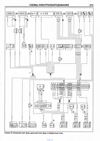 СХЕМЫ ЭЛЕКТРООБОРУДОВАНИЯ 273
Схема 18. Ближний свет фар, дальний свет фар и габаритные огни.
[Ml
vnx.su
 