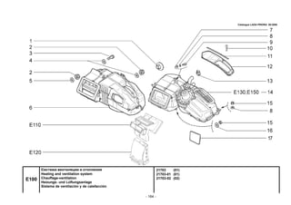 - 164 -
21703 (01)
21703-01 (01)
21703-02 (02)
Система вентиляции и отопления
Heating and ventilation system
Chauffage-ventilation
Heizungs- und Lüftungsanlage
Sistema de ventilación y de calefacción
Catalogue LADA PRIORA 09.2006
E100
 