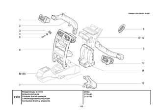 - 168 -
21703
21703-01
21703-02
E120
Воздуховоды и сопла
Airducts and vents
Conduits d'air et aérateurs
Luftführungskasten und Düsen
Conductos de aire y aireadores
Catalogue LADA PRIORA 09.2006
 
