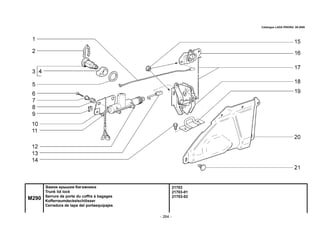 - 264 -
21703
21703-01
21703-02
M290
Замок крышки багажника
Trunk lid lock
Serrure de porte du coffre à bagages
Kofferraumdeckelschlösser
Cerradura de tapa del portaequipajes
Catalogue LADA PRIORA 09.2006
 