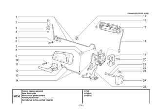 - 278 -
21703
21703-01
21703-02
M330
Замки задних дверей
Rear door locks
Serrures de portes arrière
Hintertürschlösser
Cerraduras de las puertas traseras
Catalogue LADA PRIORA 09.2006
 