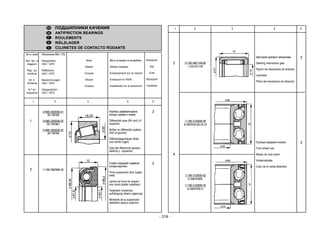 - 319 -
Эскиз
Sketch
Croquis
Skizze
Croquis
Обозначение ВАЗ / ГПЗ
Designation
VAZ / GPZ
Référence
VAZ / GPZ
Bezeichnungen
VAZ / GPZ
Designatción
VAZ / GPZ
Место установки на автомобиле
Where installed
Emplacement sur la voiture
Einbauort im PKW
Instalatción en el automóvil
Количество
Qty
Q-té
Stückzahl
Cantidad
1 2 3 4 5
№ по схеме
Ref. No. in
diagram
Rep. sur
schéma
Nr. lt.
Schema
N.º en
esquema
ПОДШИПНИКИ КАЧЕНИЯ
ANTIFRICTION BEARINGS
ROULEMENTS
WÄLZLAGER
COJINETES DE CONTACTO RODANTE
1
2
Коробка дифференциала
(опоры правая и левая)
Differential case (RH and LH
supports)
Boîtier du différentiel (paliers
droit et gauche)
Differentialgechäuse (linke
und rechte Lager)
Caja del diferencial (apoyos
derecho y izquierdo)
Стойка передней подвески
(опора верхняя)
Front suspension strut (upper
seat)
Jambe de force de suspen-
sion avant (palier supérieur)
Federbein Vorderrad-
aufhängung (obere Lagerung)
Montante de la suspensión
delantera (apoyo superior)
21080-2303036-01
6У-7207АK
21080-2303036-02
6У-7207АК1
21080-2303036-03
6У-7207АК
11180-2902840-00
2
2
Шестерня рулевого механизма
Steering mechanism gear
Pignon de mécanisme de direction
Lenkritzel
Piñón del mecanismo de dirección
Ступица переднего колеса
Front wheel hub
Moyeu de roue avant
Vorderradnabe
Cubo de la rueda delantera
3
4
21100-3401104-00
1-CK152112E
11180-3103020-00
6-256707А1KЕ12L19
11180-3103020-02
6-256707АЕK
11180-3103020-03
6-256707ЕK12
2
2
1 2 3 4 5
 
