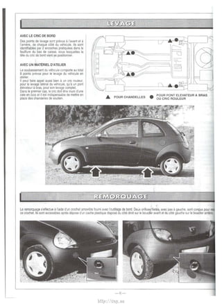 AVEC LE CAlC DE BORD 
Des po~nts de levage sont prevus a l'avant et a 
l'arnere, de chaque cote du vehtcute. lis sont 
identiftables par 2 encoches pratiquees dans Ia 
feuillure du bas de catsse, sous lesquelles Ia 
tete du cnc debord vtent se postlionner. 
AVEC UN MATERIEL D'ATELIER 
Le soubassement du vehicule comporte au total 
8 pomts prevus pour le levage du vehicule en 
atelier 
II peut fatre appel auss1 bien a un cnc rouleur, 
pour le levage lateral du vehtcule, qu'a un pont 
elevateur a bras, pour son levage complet. 
Dans le premier cas, le eric doit etre muni d'une 
cale en bots et il est indispensable de mettre en 
place des chandelles de soutien 
- l ) · - · [ u.,..._..t-=--,r-:r--J 
·~ If£ ~ T- 
~~ ~~ =te--l 
::::=::::;;;::;;;;~ 
A POUR CHANDELLES • 
POUR PONT ELEVATEUR A BRAS 
OU CAlC ROULEUR 
Le remorquage s'effectue a l'aide d'un crochet amovible foumt avec l'outillage de bord. Deux onfices filetes, avec pas a gauche, son! conqus pour 
ce crochet. lis sont accessibles apres depose d"un cache plasbque dispose du oote droit sur le bouclier avant et du c6te gauche sur le bouclier amere 
- 6- 
http://vnx.su 
 